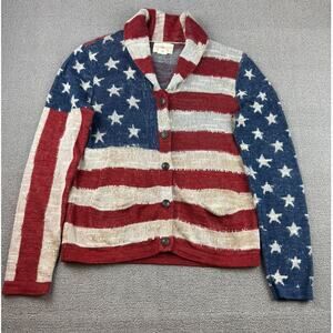 Denim & Supply Ralph Lauren Women's Extra Large American Flag Cardigan Sweater